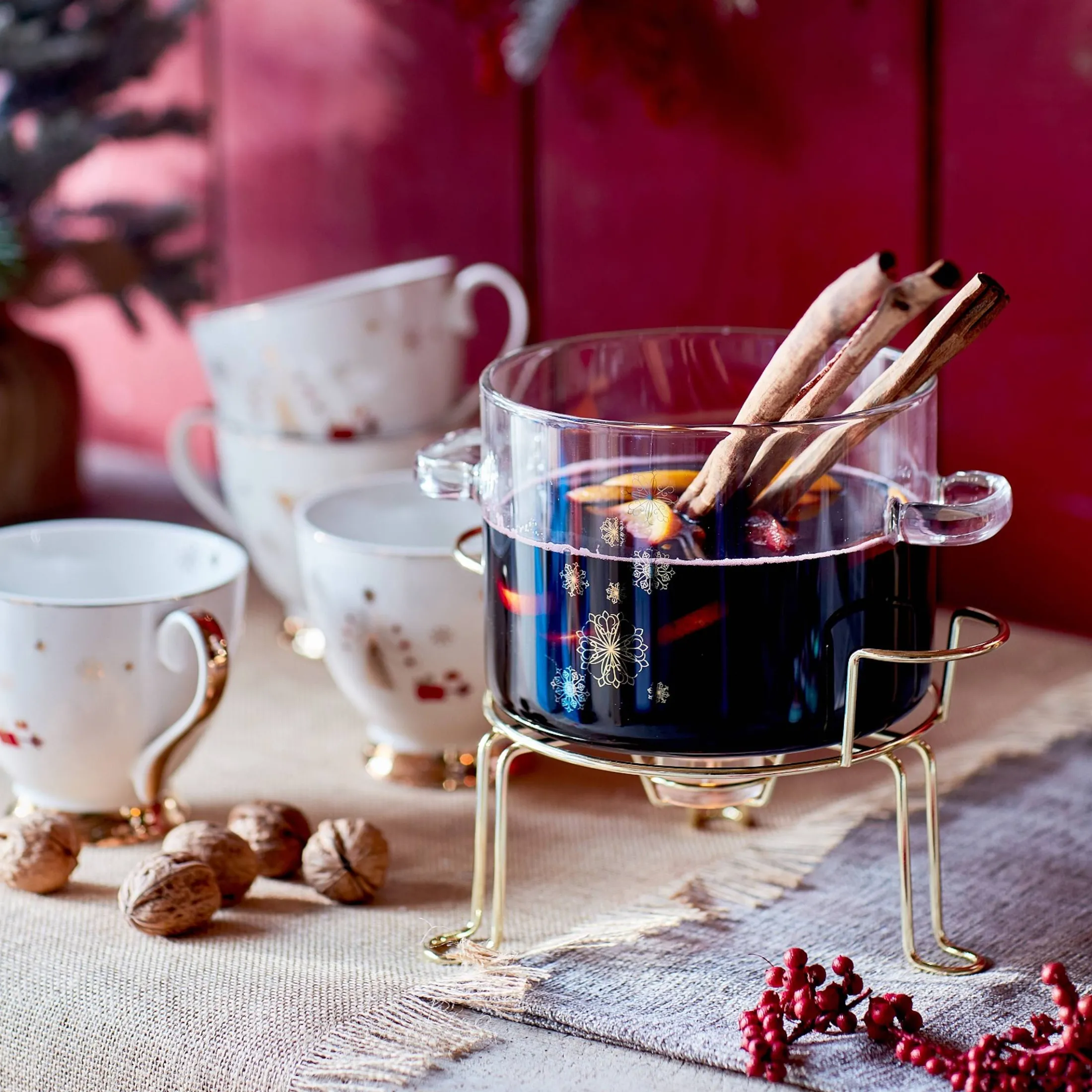 Hot Depot Deko-Set Weihnachts-Kerzenhalter Traditionell