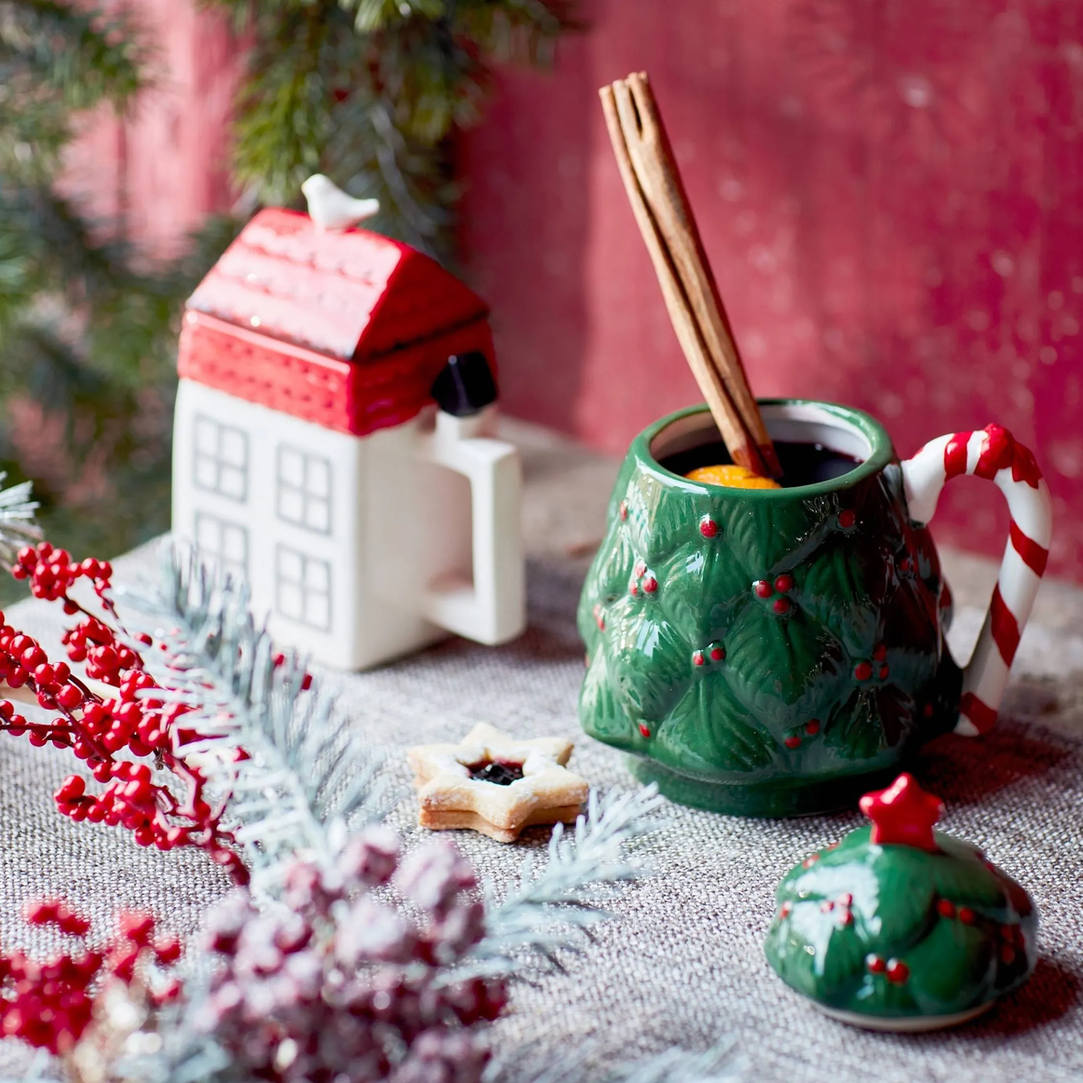 Hot Depot Deko-Set Weihnachts-Kerzenhalter Traditionell