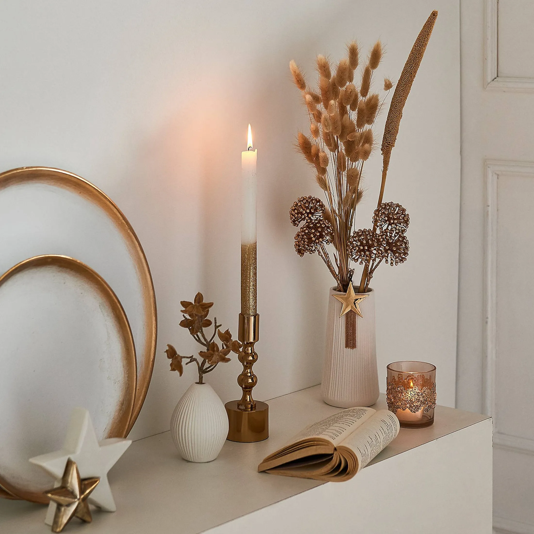 Fashion Depot Deko-Weihnachtstablett Golden Glam