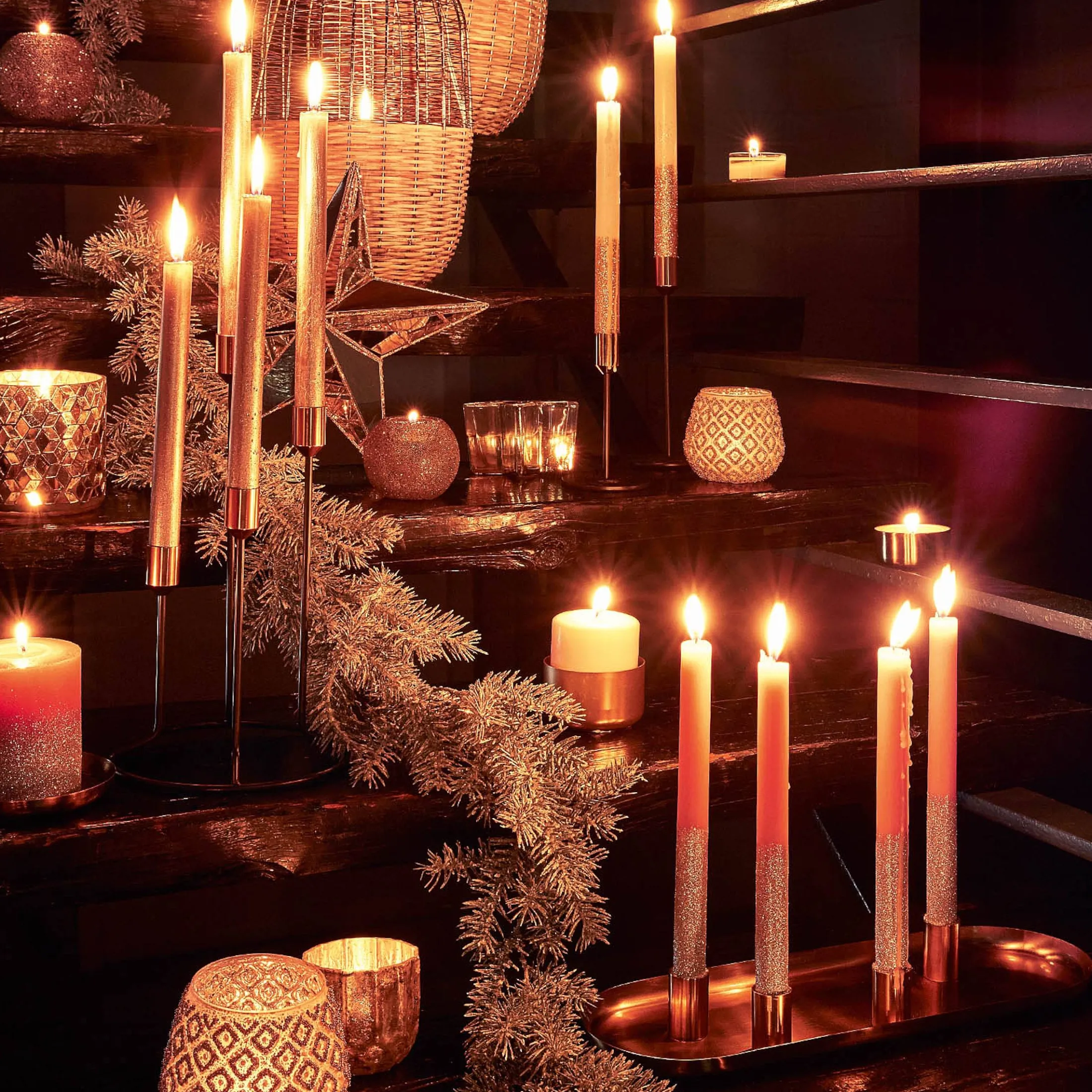 Fashion Depot Deko-Weihnachtstablett Golden Glam