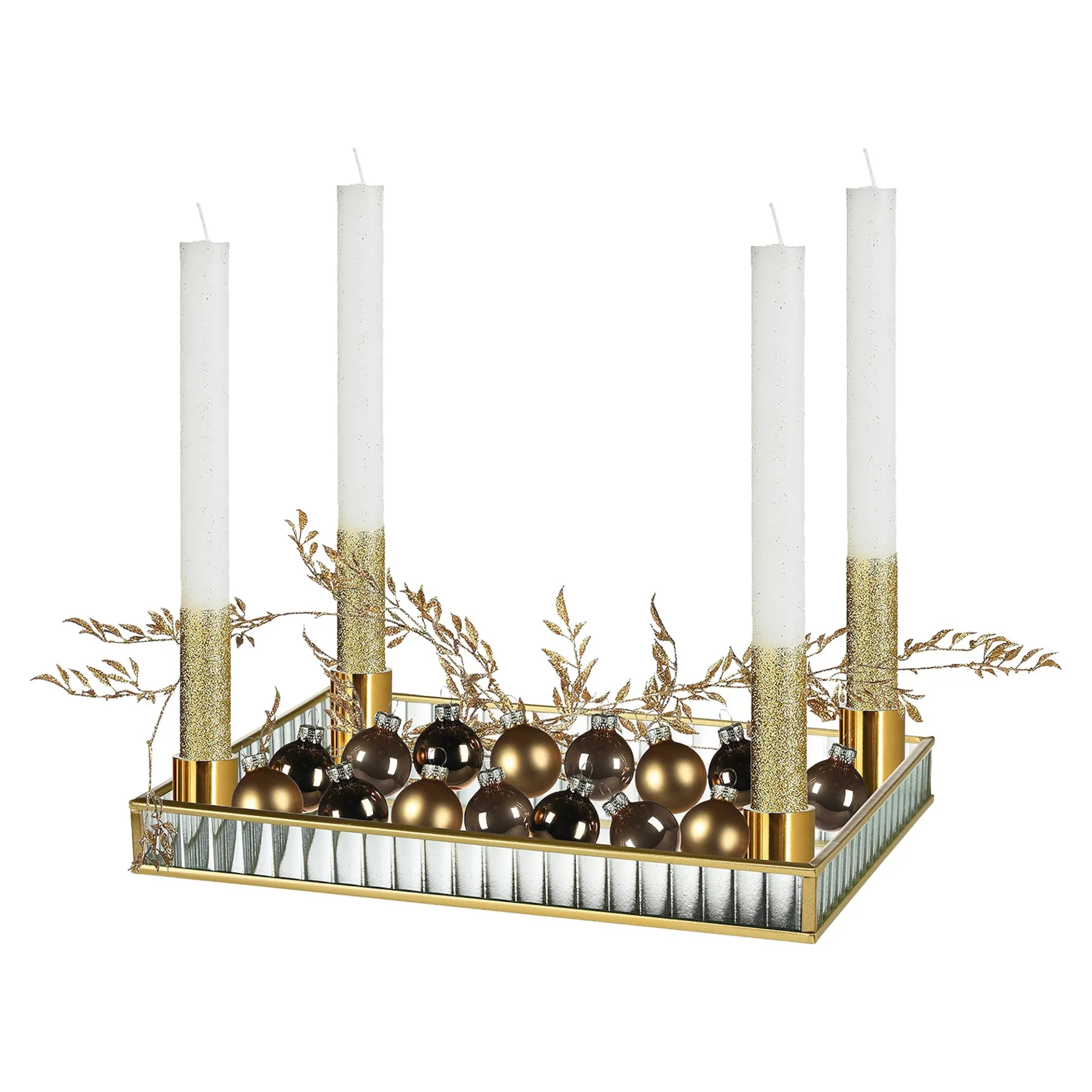 Fashion Depot Deko-Weihnachtstablett Golden Glam