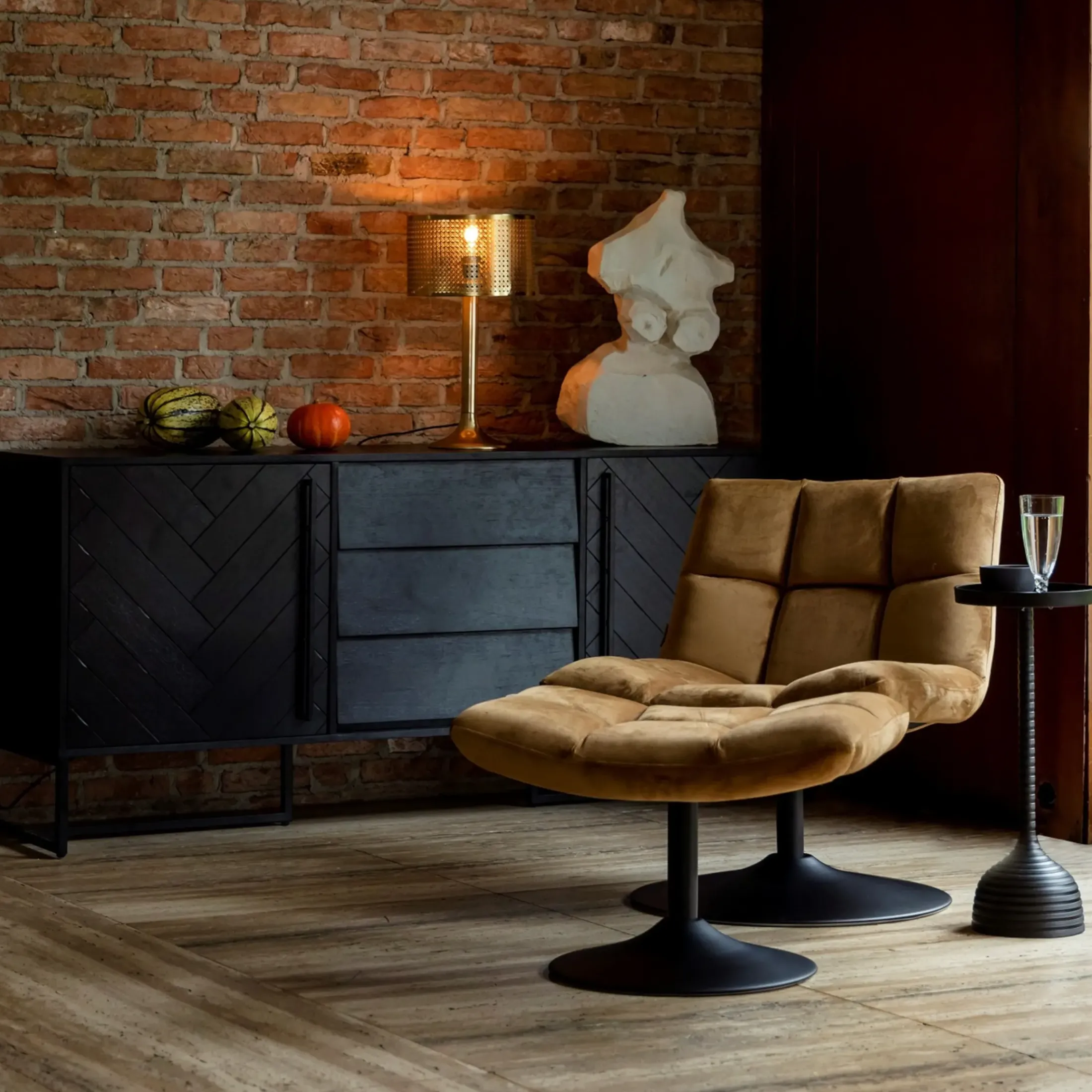 Depot Poufs & Hocker>Dutchbone Samt-Hocker Bar, Drehbar