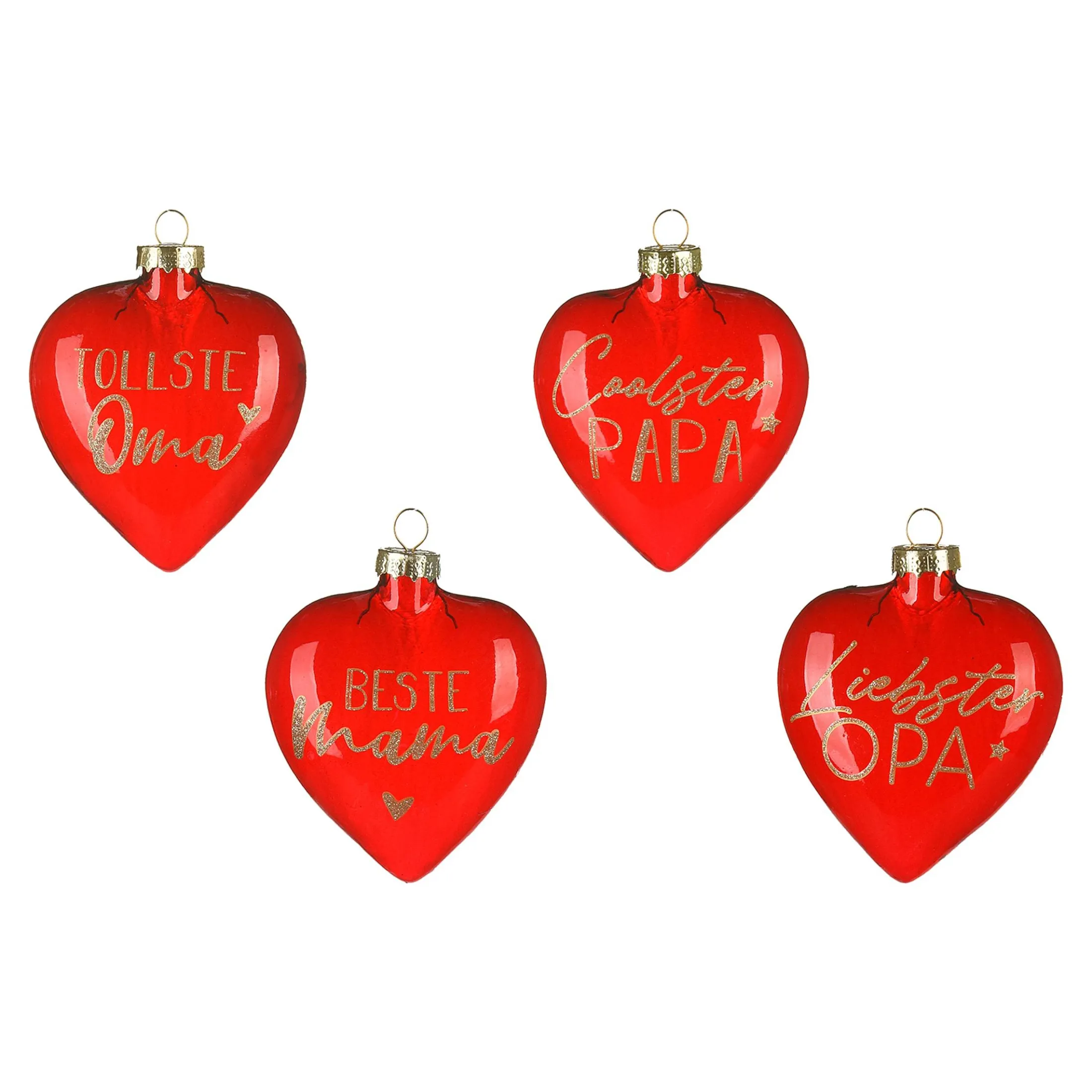 Sale Depot Glas-Baumschmuck-Set Herz Eltern