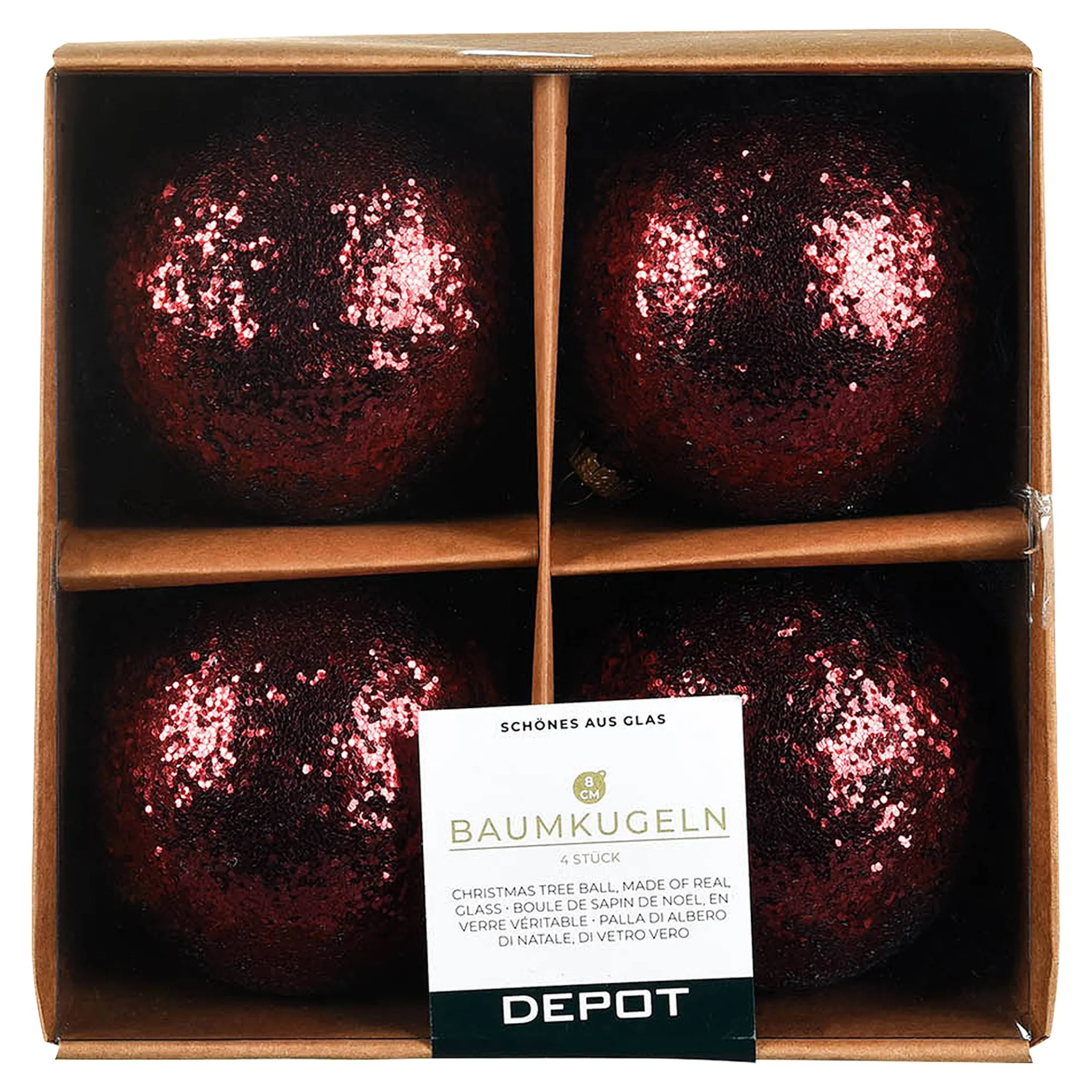 Outlet Depot Glas-Weihnachtskugel Glimmer
