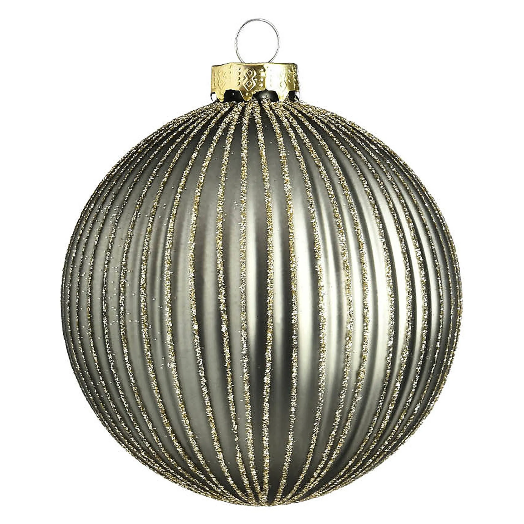 Online Depot Glas-Weihnachtskugel Glitterstripe