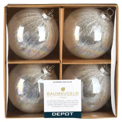 Store Depot Glas-Weihnachtskugeln Holo Glimmer