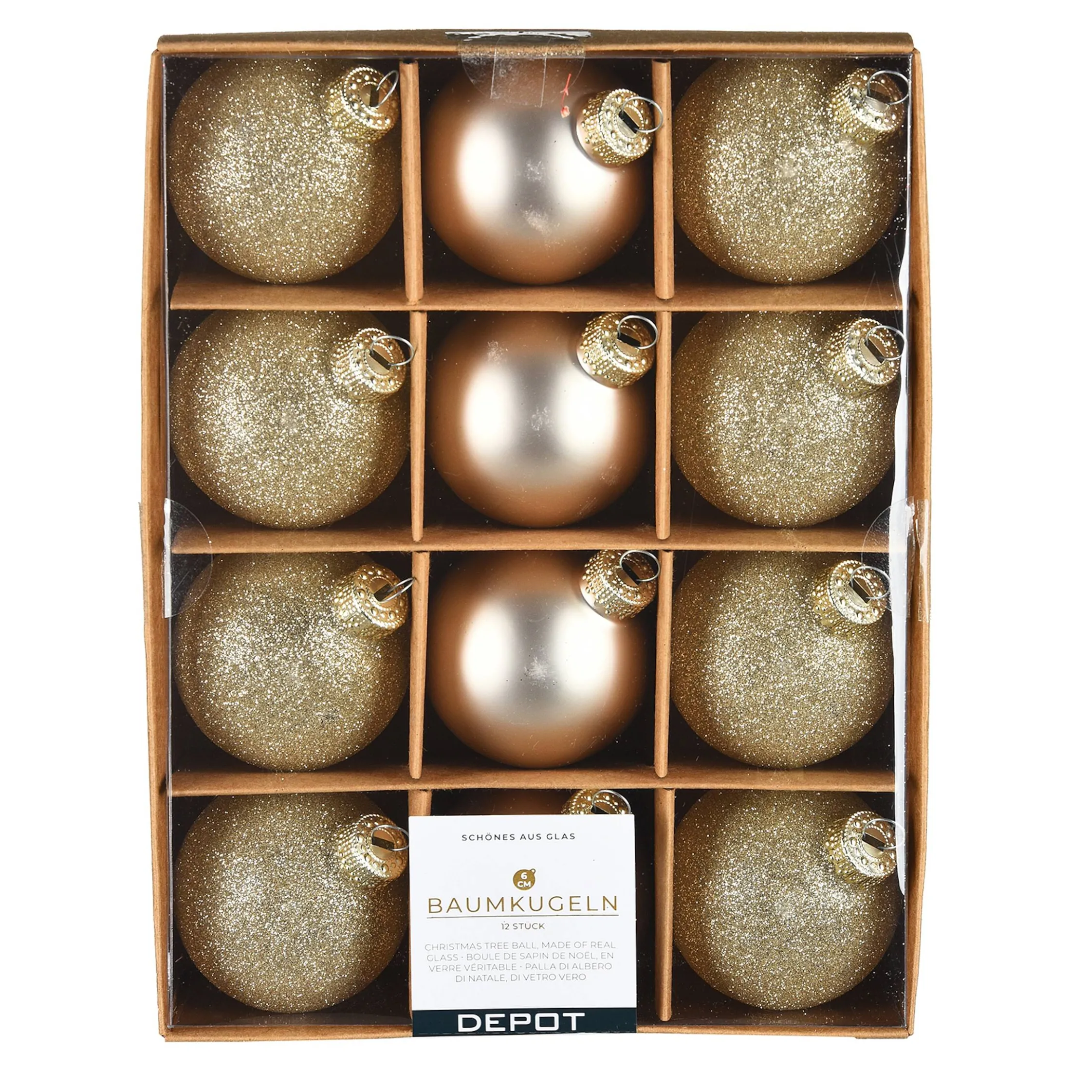 New Depot Glas-Weihnachtskugel-Set Glam Mix