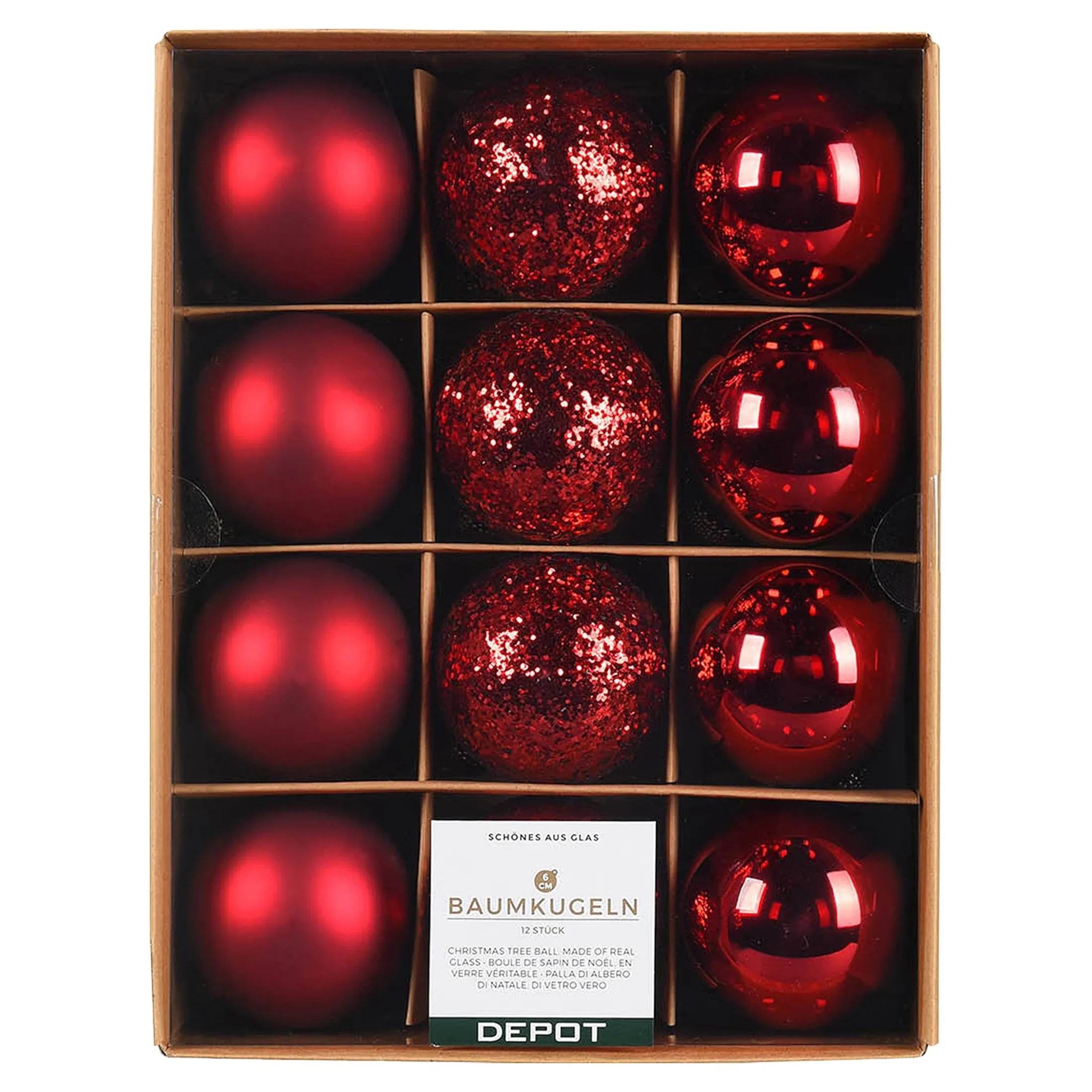 Cheap Depot Glas-Weihnachtskugel-Set Glimmermix