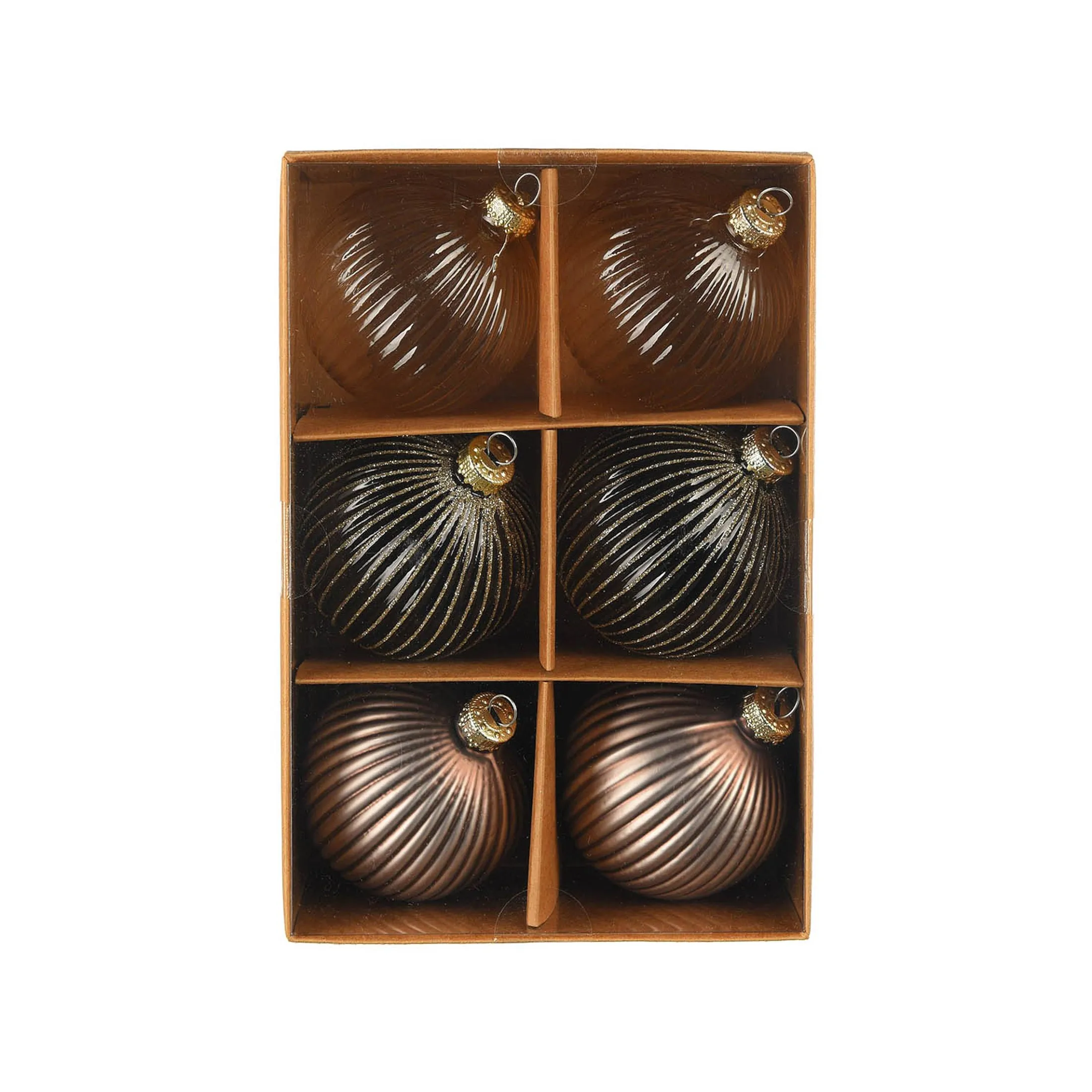 Discount Depot Glas-Weihnachtskugel-Set Rille
