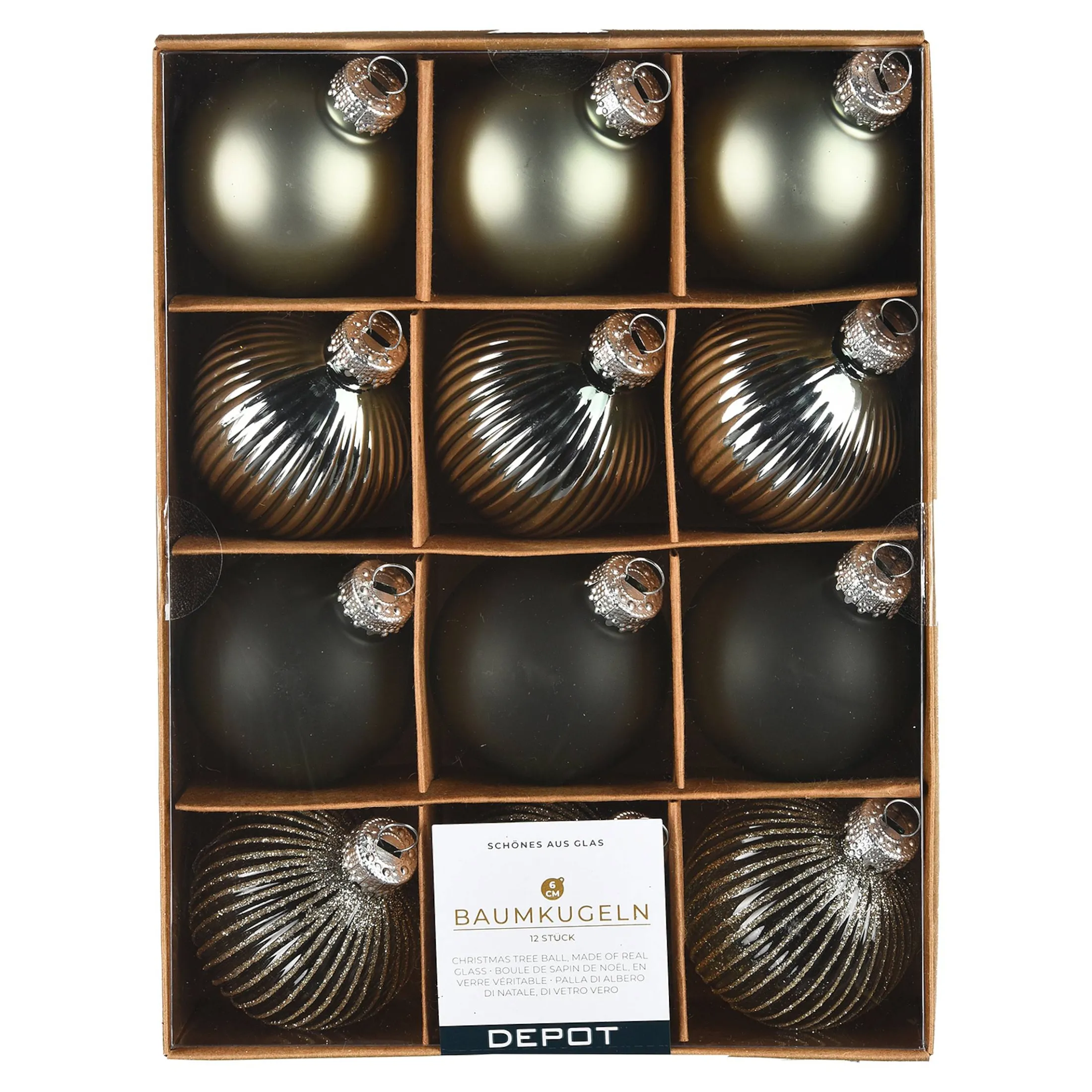 Best Sale Depot Glas-Weihnachtskugel-Set Rille