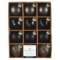 Fashion Depot Glas-Weihnachtskugel-Set Rille