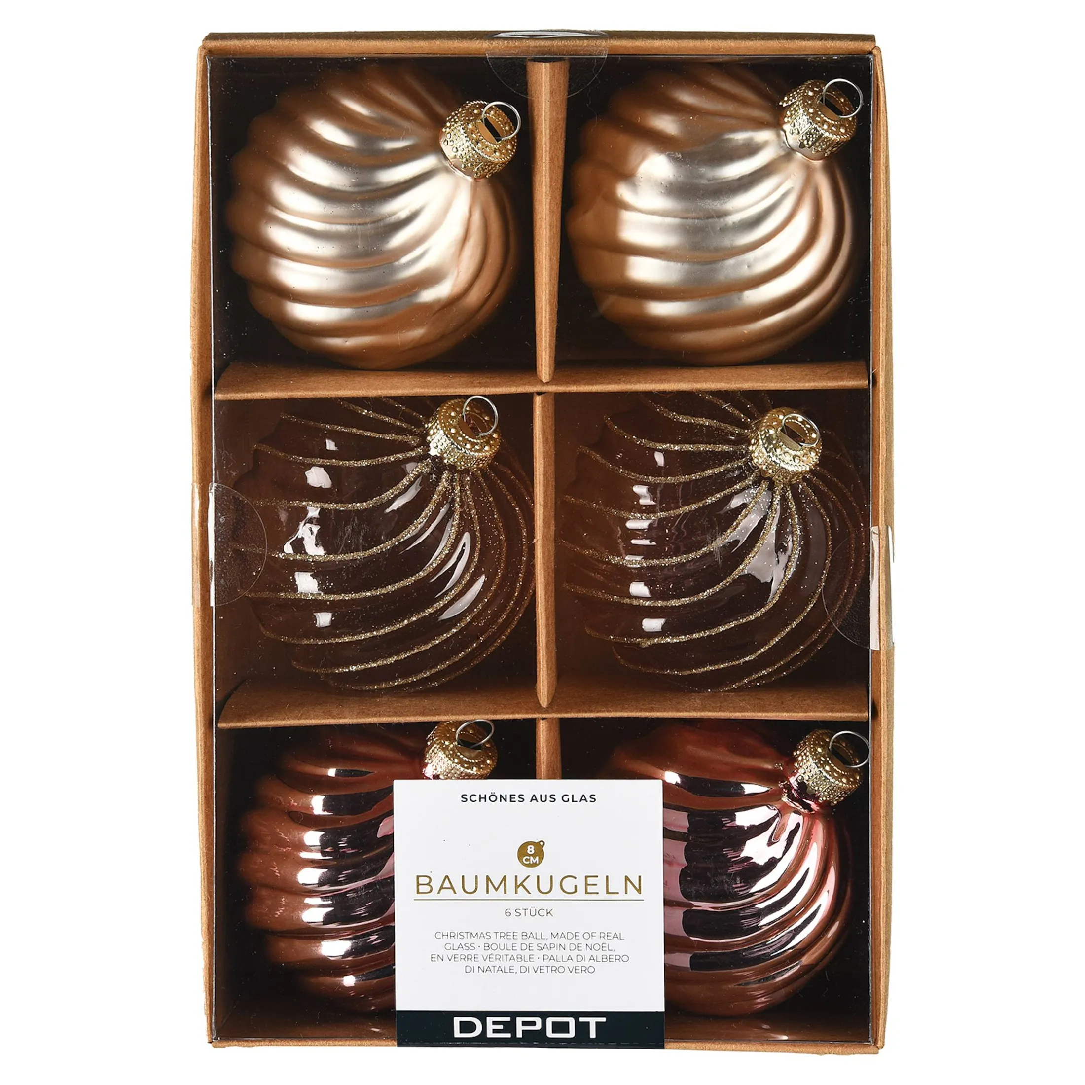 Best Sale Depot Glas-Weihnachtskugel-Set Spiral
