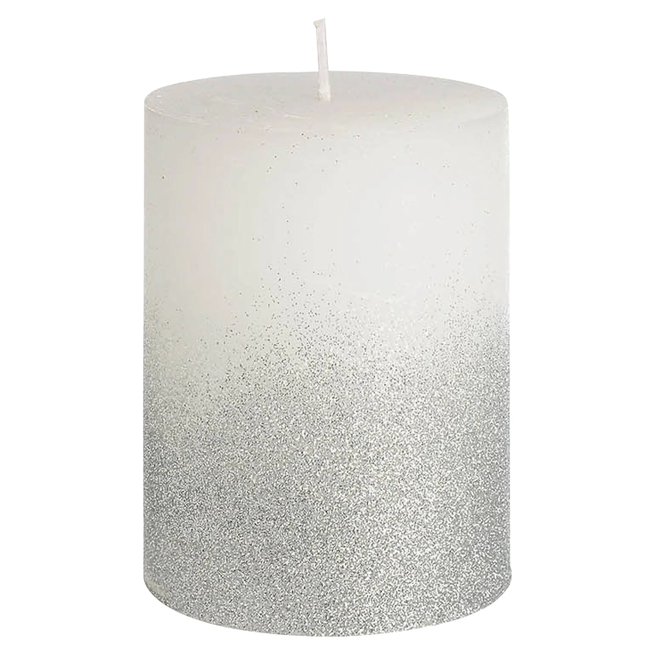 Hot Depot Stumpenkerze Rustic Silver Glitter