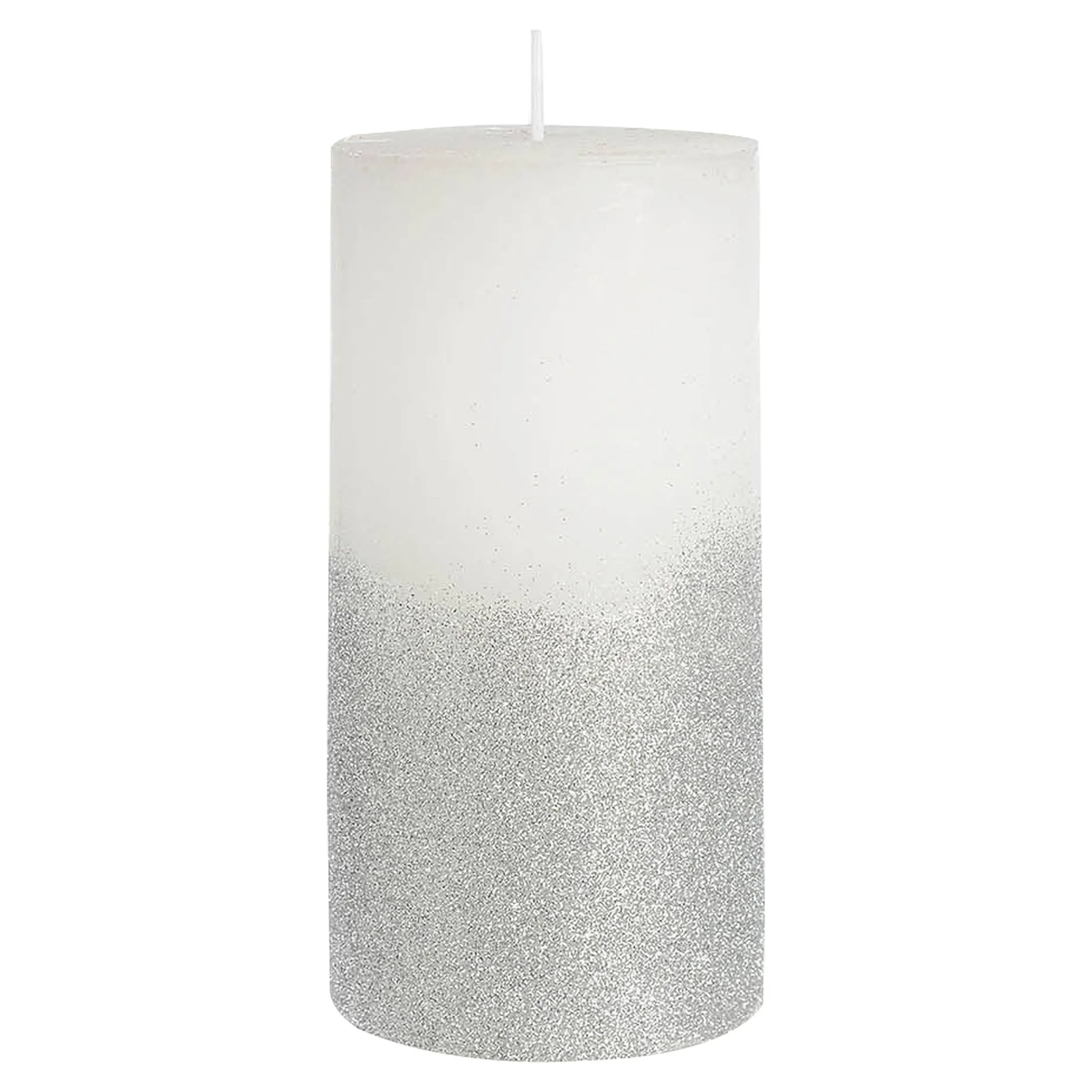 Fashion Depot Stumpenkerze Rustic Silver Glitter